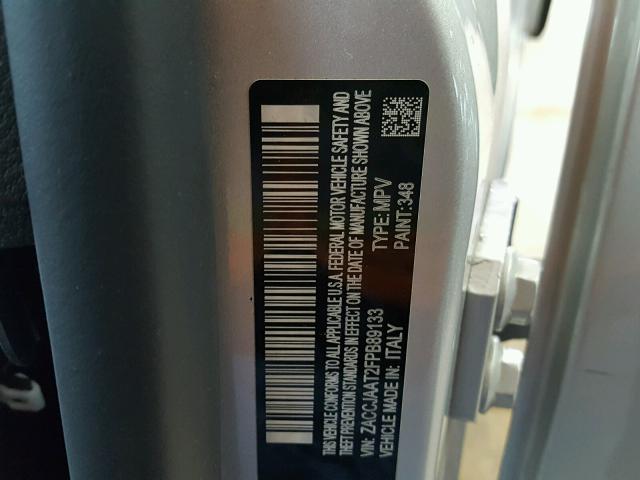 ZACCJAAT2FPB89133 - 2015 JEEP RENEGADE S ვერცხლისფერი ფოტო 10