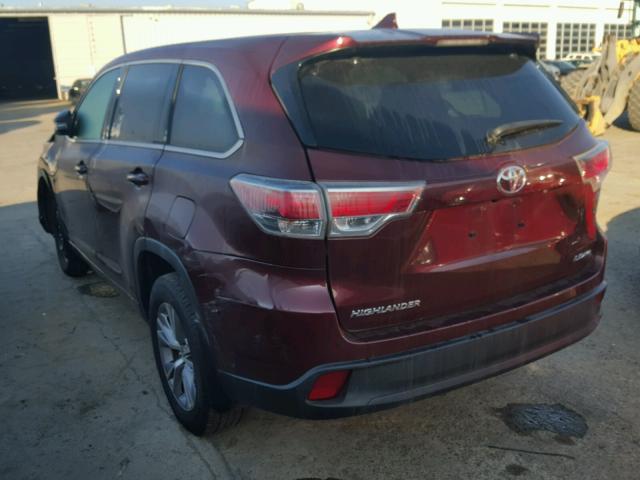 5TDBKRFH8ES035734 - 2014 TOYOTA HIGHLANDER PURPLE photo 3