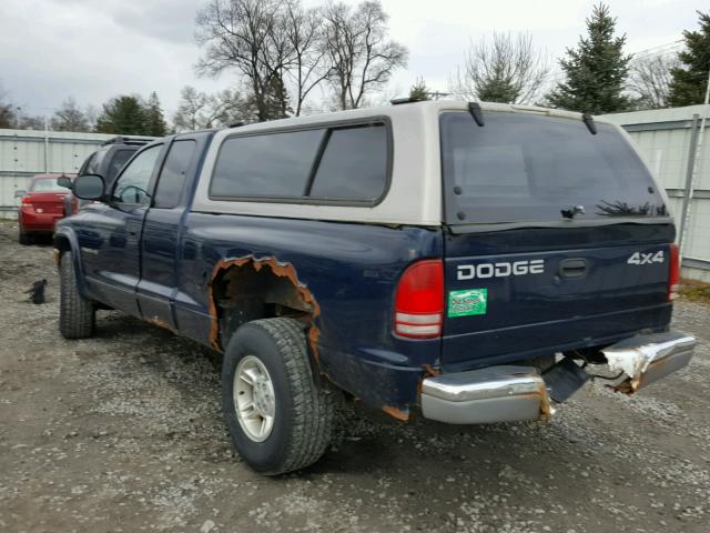 1B7GG22X9YS640062 - 2000 DODGE DAKOTA BLUE photo 3