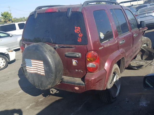 1J4GL58KX2W142648 - 2002 JEEP LIBERTY LI MAROON photo 4