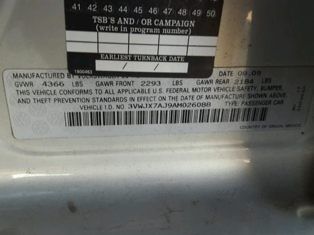 3VWJX7AJ9AM026088 - 2010 VOLKSWAGEN JETTA S Gümüş foto 10