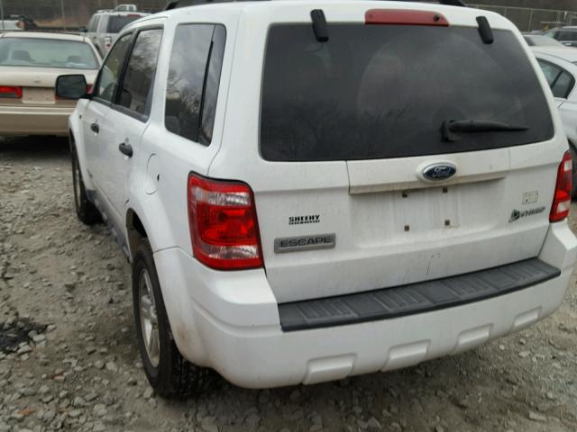 1FMCU59H38KE19642 - 2008 FORD ESCAPE HEV WHITE photo 3