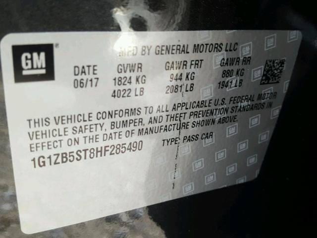 1G1ZB5ST8HF285490 - 2017 CHEVROLET MALIBU LS GRAY photo 10