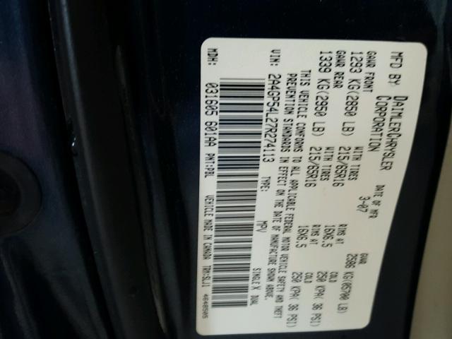 2A4GP54L27R274113 - 2007 CHRYSLER TOWN & COU Mavi foto 10