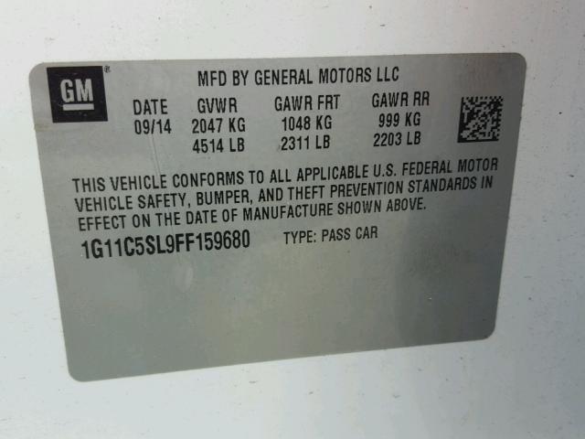 1G11C5SL9FF159680 - 2015 CHEVROLET MALIBU 1LT 白色 照片 10