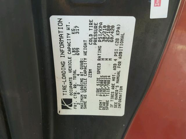 1G8ZY12772Z187312 - 2002 SATURN SC2 ORANGE photo 10