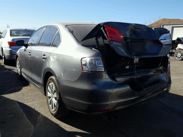 3VW2K7AJ7CM469037 - 2012 VOLKSWAGEN JETTA BASE 灰色 照片 3