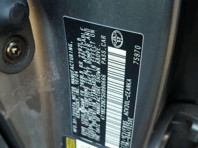 4T1BE32K75U990666 - 2005 TOYOTA CAMRY LE GRAY photo 10