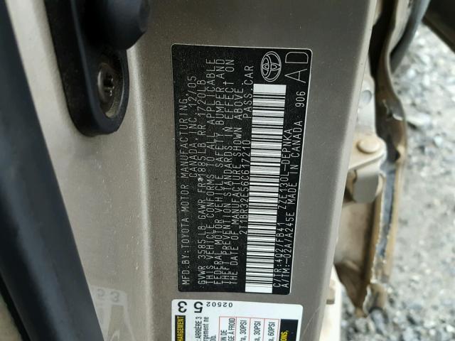 2T1BR32E56C617210 - 2006 TOYOTA COROLLA CE GOLD photo 10