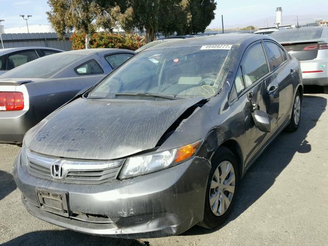 2HGFB2F59CH609799 - 2012 HONDA CIVIC LX GRAY photo 2