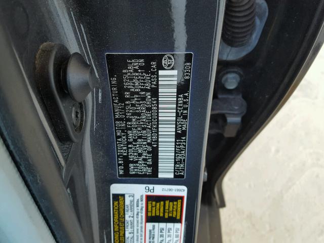 4T1BD1FK0CU008541 - 2012 TOYOTA CAMRY HYBR CHARCOAL photo 10