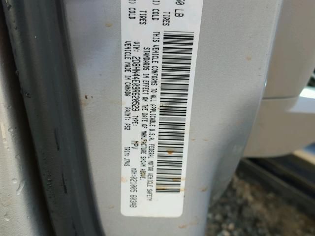 2D8HN44E09R620529 - 2009 DODGE GRAND CARA SILVER photo 10