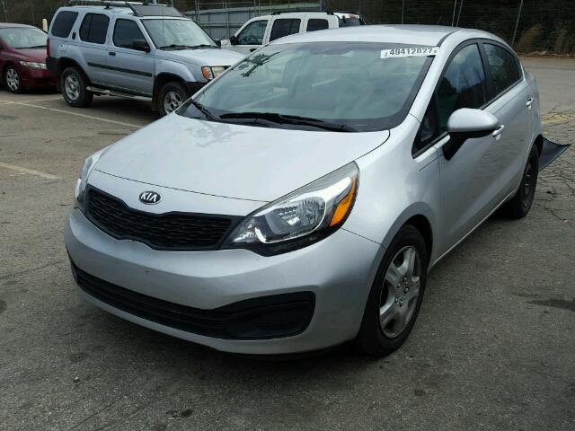 KNADM4A39E6329027 - 2014 KIA RIO LX SILVER photo 2