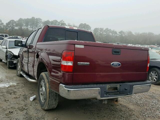 1FTRX12505FA83497 - 2005 FORD F150 MAROON photo 3