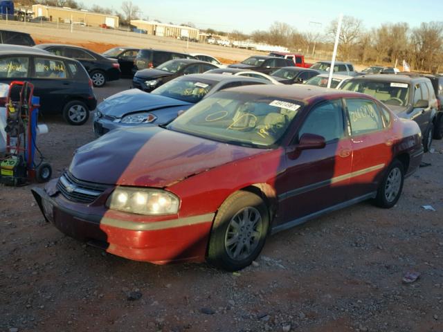 2G1WF52E159194882 - 2005 CHEVROLET IMPALA RED photo 2