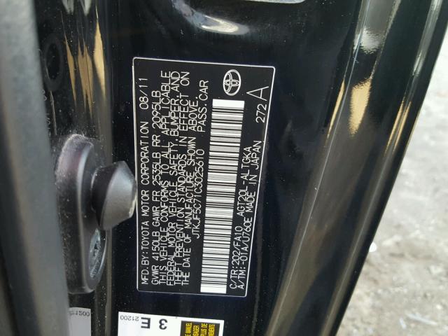 JTKJF5C71C3025610 - 2012 TOYOTA SCION TC 黑色 照片 10