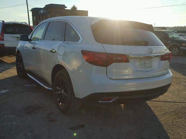 5FRYD4H21GB007280 - 2016 ACURA MDX WHITE photo 3