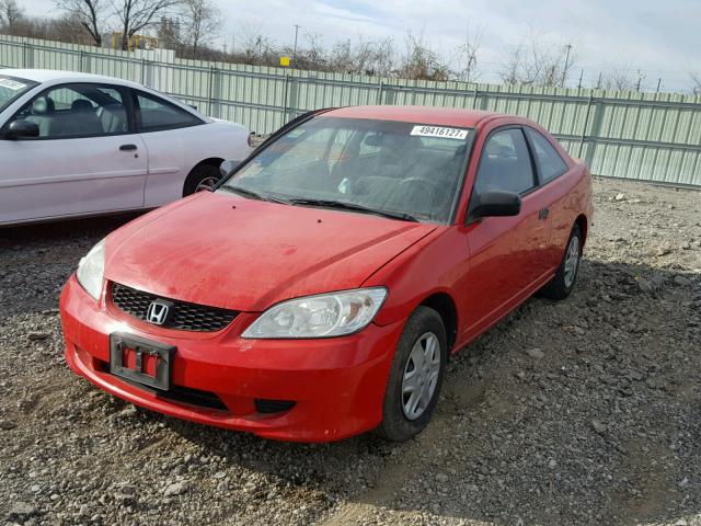 1HGEM22355L072056 - 2005 HONDA CIVIC DX V RED photo 2