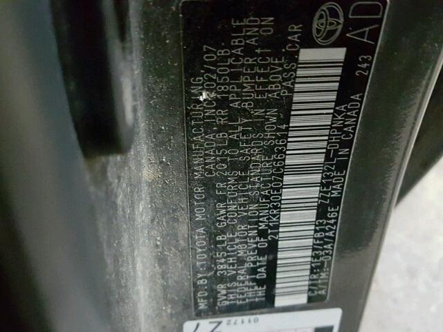 2T1KR30E07C663614 - 2007 TOYOTA COROLLA MA GRAY photo 10