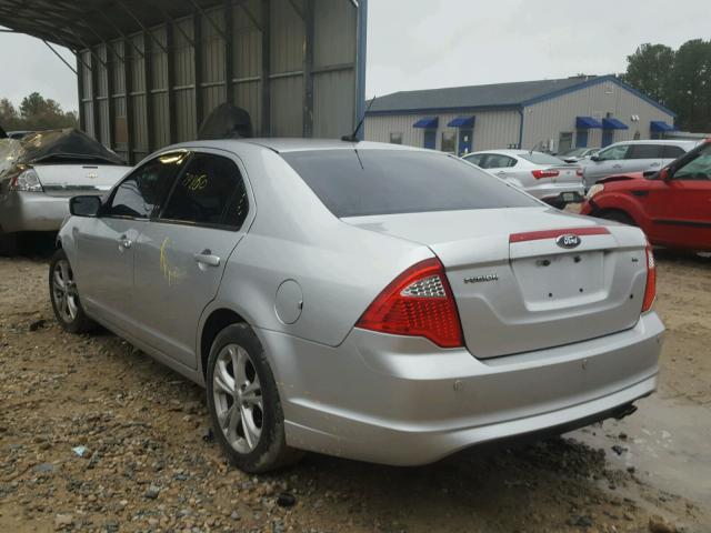 3FAHP0HA4CR308889 - 2012 FORD FUSION SE SILVER photo 3