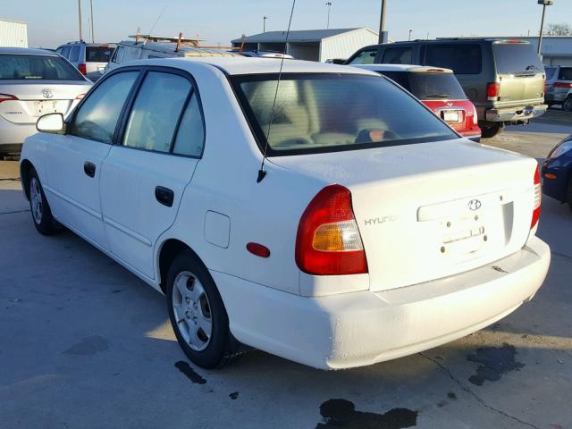 KMHCG45CX1U183531 - 2001 HYUNDAI ACCENT GL WHITE photo 3