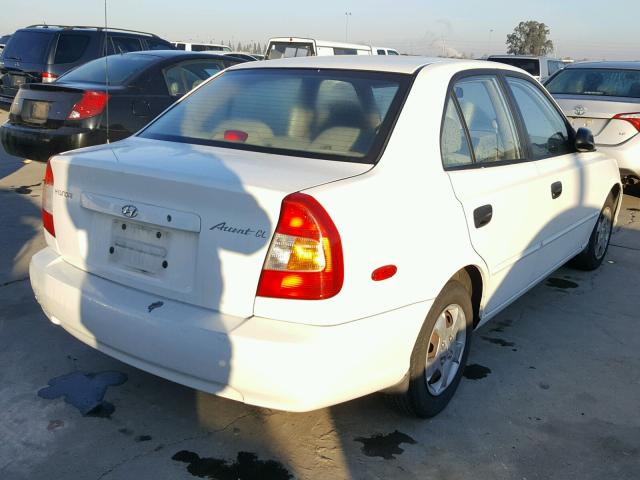 KMHCG45CX1U183531 - 2001 HYUNDAI ACCENT GL WHITE photo 4