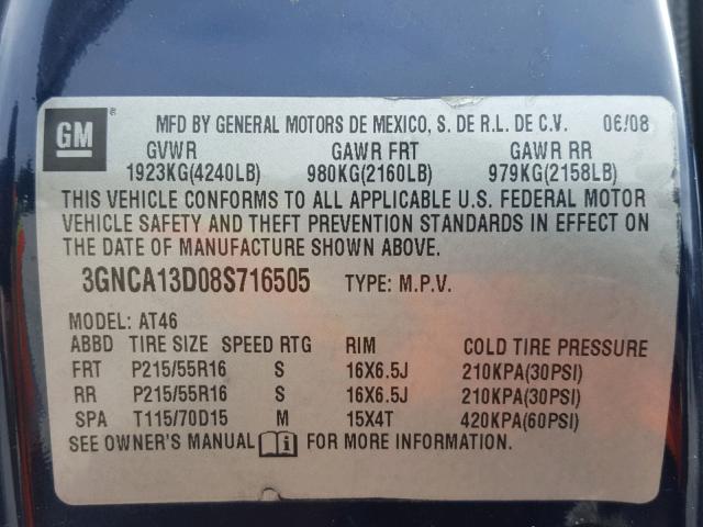 3GNCA13D08S716505 - 2008 CHEVROLET HHR LS Azul foto 10