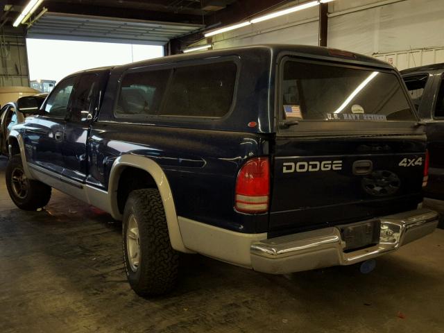 1B7GG22N2YS580267 - 2000 DODGE DAKOTA BLUE photo 3