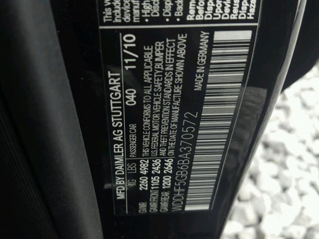 WDDHF5GB6BA370572 - 2011 MERCEDES-BENZ E 350 BLACK photo 10