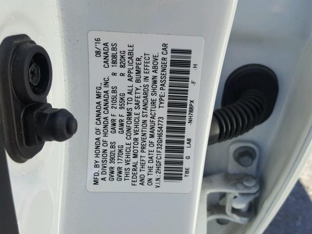 2HGFC1F32GH654773 - 2016 HONDA CIVIC EX Ağ foto 10