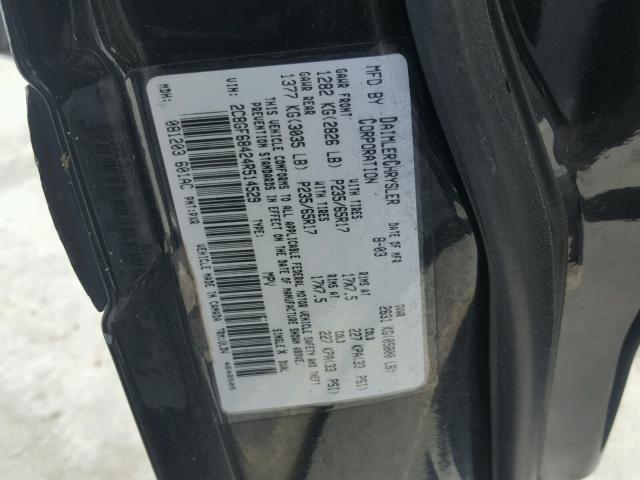 2C8GF68424R514529 - 2004 CHRYSLER PACIFICA შავი ფოტო 10