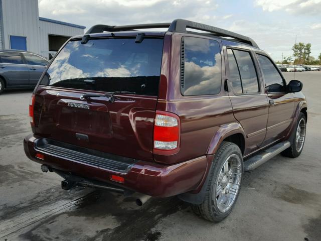 JN8DR09X32W662988 - 2002 NISSAN PATHFINDER MAROON photo 4