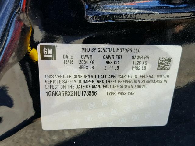 1G6KA5RX2HU178566 - 2017 CADILLAC CT6 BLACK photo 10