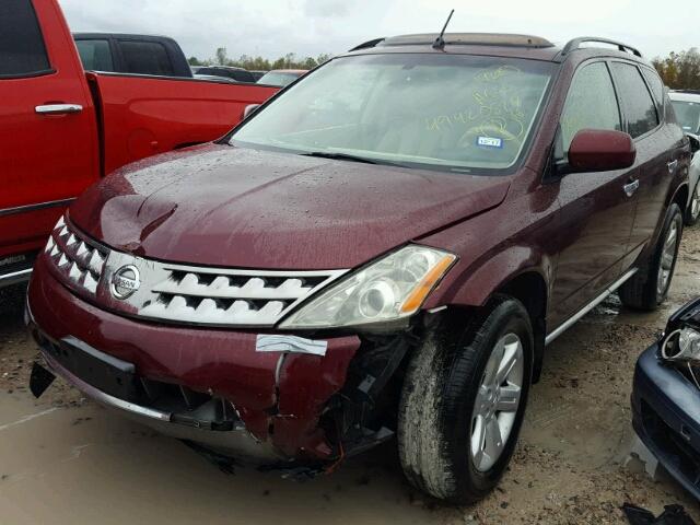 JN8AZ08T27W514551 - 2007 NISSAN MURANO SL MAROON photo 2