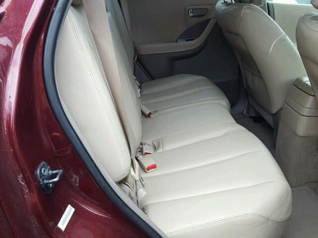 JN8AZ08T27W514551 - 2007 NISSAN MURANO SL MAROON photo 6