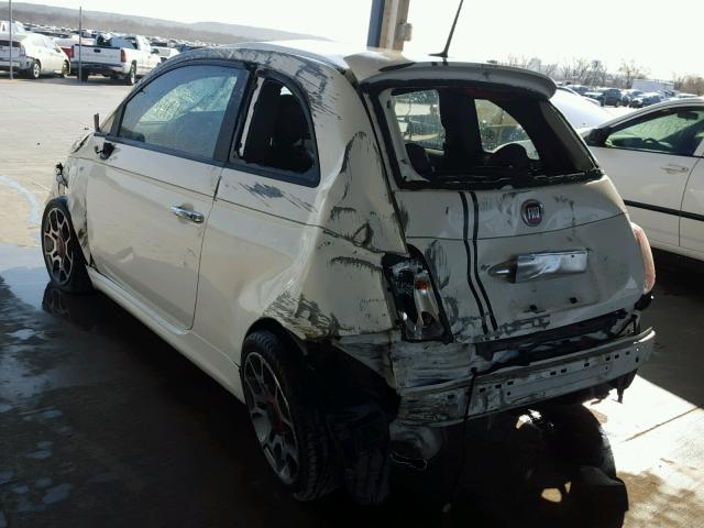 3C3CFFBR7DT514824 - 2013 FIAT 500 SPORT WHITE photo 3