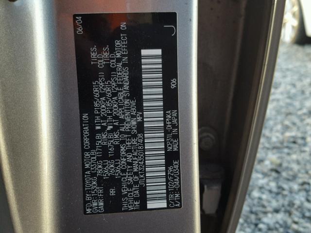 JTLKT324350187408 - 2005 TOYOTA SCION XB Сұр фото 10