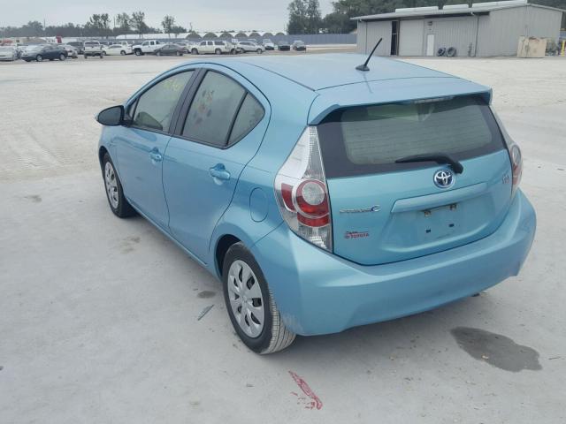 JTDKDTB34D1042936 - 2013 TOYOTA PRIUS C TURQUOISE photo 3