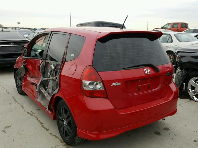 JHMGD38617S020932 - 2007 HONDA FIT S RED photo 3