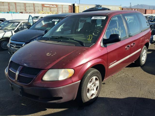 1B4GP25301B189101 - 2001 DODGE CARAVAN SE BURGUNDY photo 2