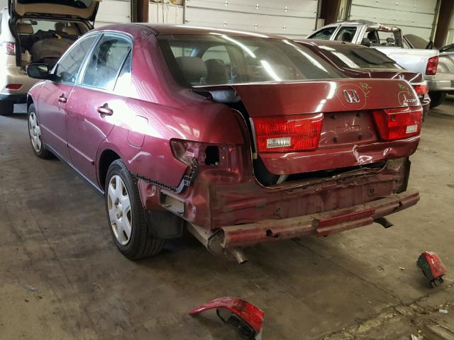 1HGCM663X5A014920 - 2005 HONDA ACCORD LX RED photo 3