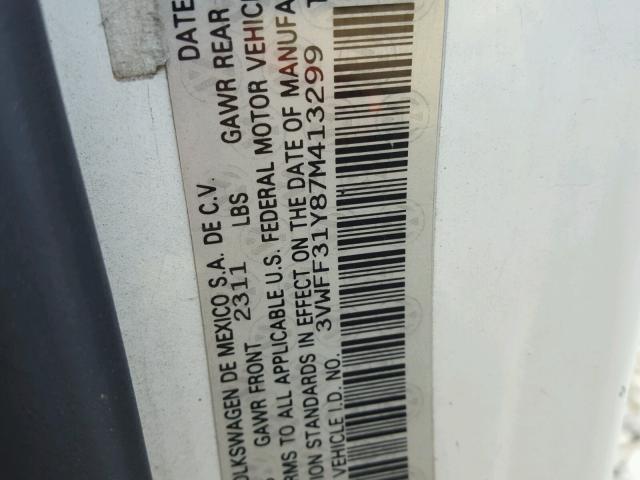 3VWFF31Y87M413299 - 2007 VOLKSWAGEN NEW BEETLE 白色 照片 10