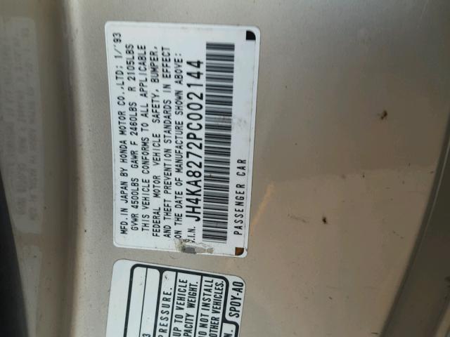 JH4KA8272PC002144 - 1993 ACURA LEGEND LS ოქროსფერი ფოტო 10