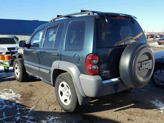 1J4GL48K65W697305 - 2005 JEEP LIBERTY SP GREEN photo 3