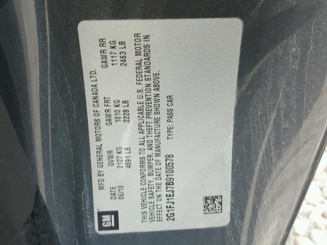 2G1FJ1EJ7B9100578 - 2011 CHEVROLET CAMARO SS Gris foto 10