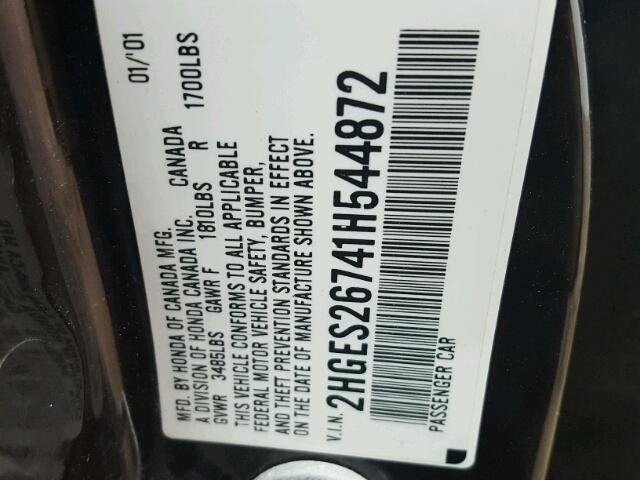 2HGES26741H544872 - 2001 HONDA CIVIC EX შავი ფოტო 10