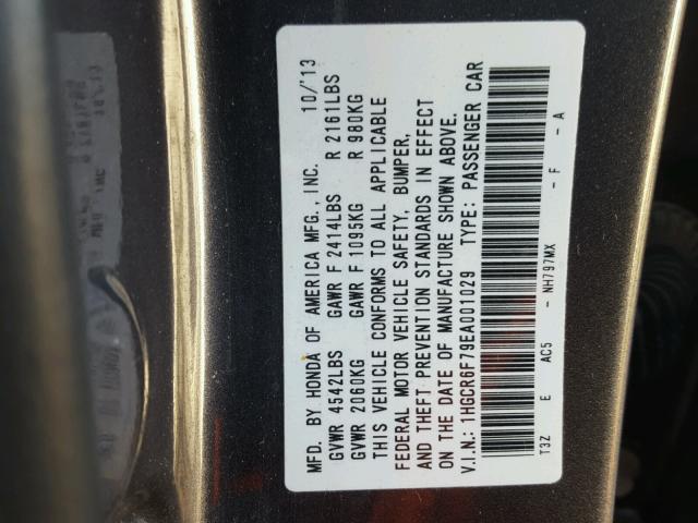 1HGCR6F79EA001029 - 2014 HONDA ACCORD HYB GRAY photo 10