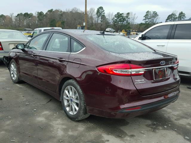 3FA6P0HD8HR308936 - 2017 FORD FUSION SE BURGUNDY photo 3