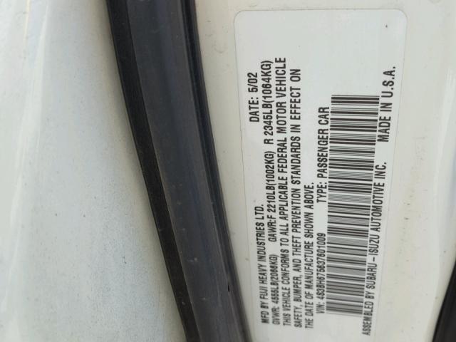 4S3BH675637601009 - 2003 SUBARU LEGACY OUT CREAM photo 10