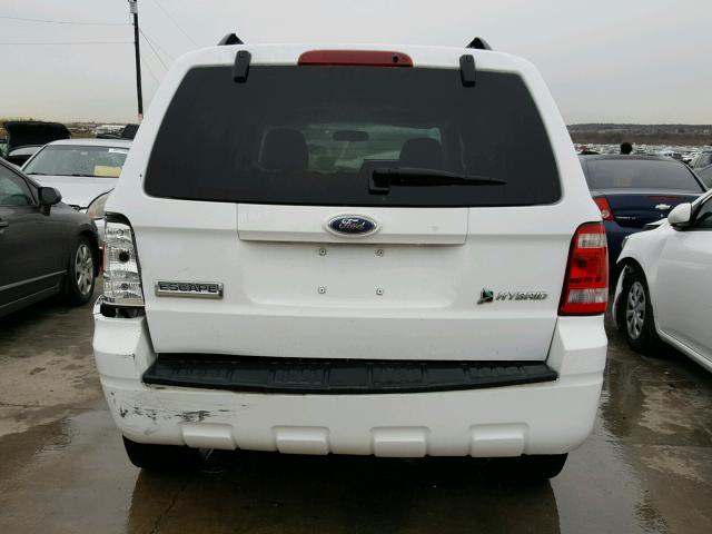 1FMCU49H68KA42279 - 2008 FORD ESCAPE HEV WHITE photo 9